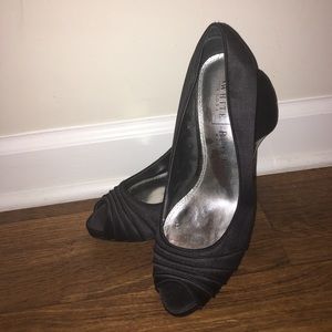 White House Black Market black satin heels